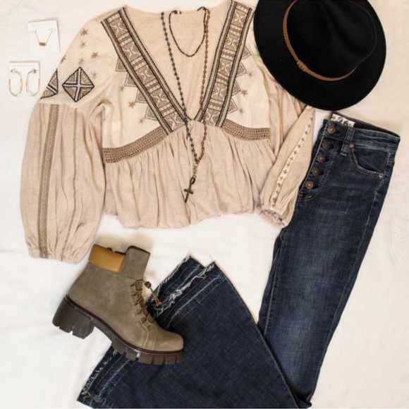 Free People Aria Embroidered‎ Top Size Small - Picture 7 of 8